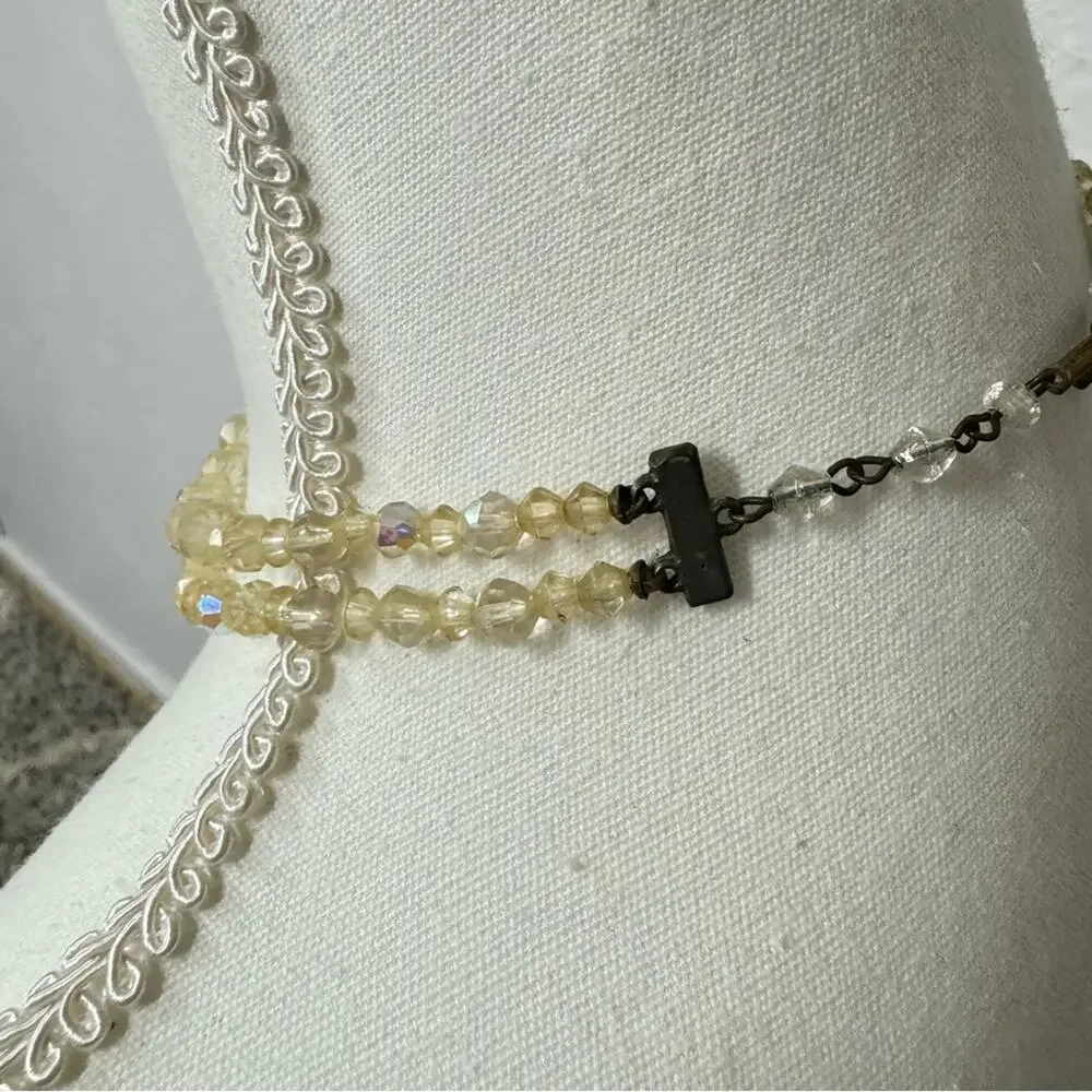 Vintage Australian Crystal Two Strand Aurora Borealis Necklace Estate Jewelry